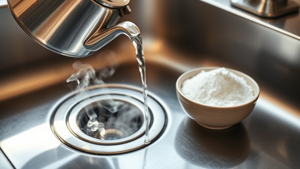 boiling water and baking soda