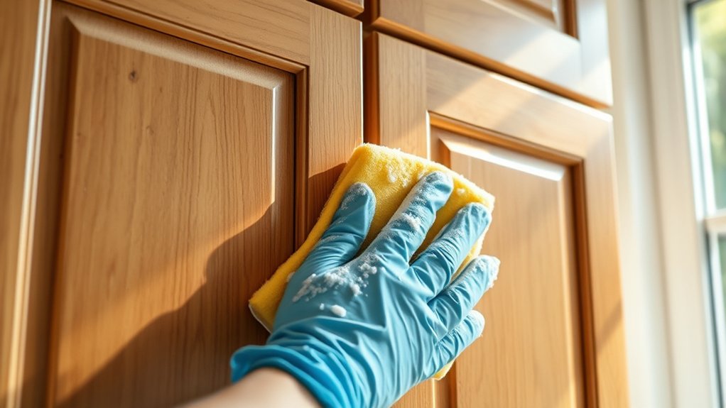 clean cabinets thoroughly before painting