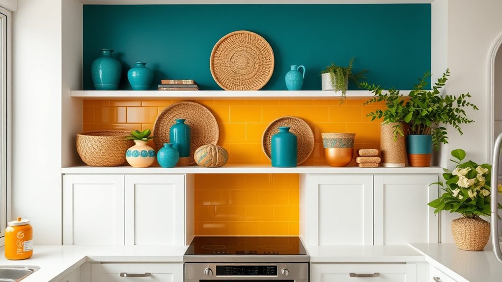 colorful cabinet ceiling accents