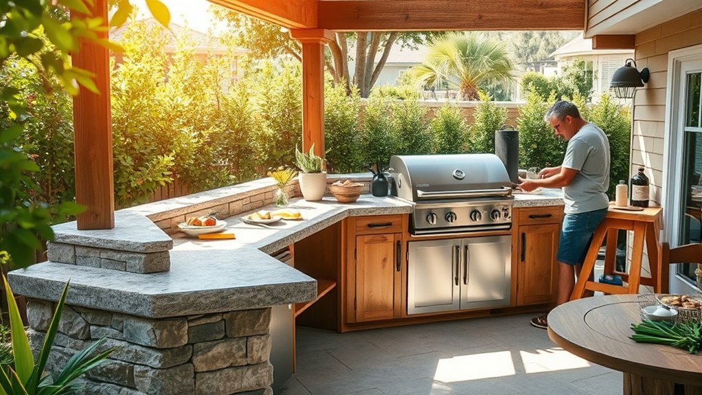 constructing an outdoor cooking area