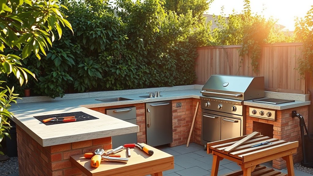 constructing an outdoor kitchen