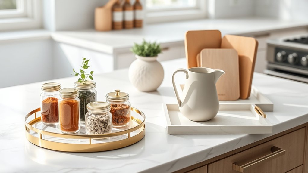 decorative trays organize counters