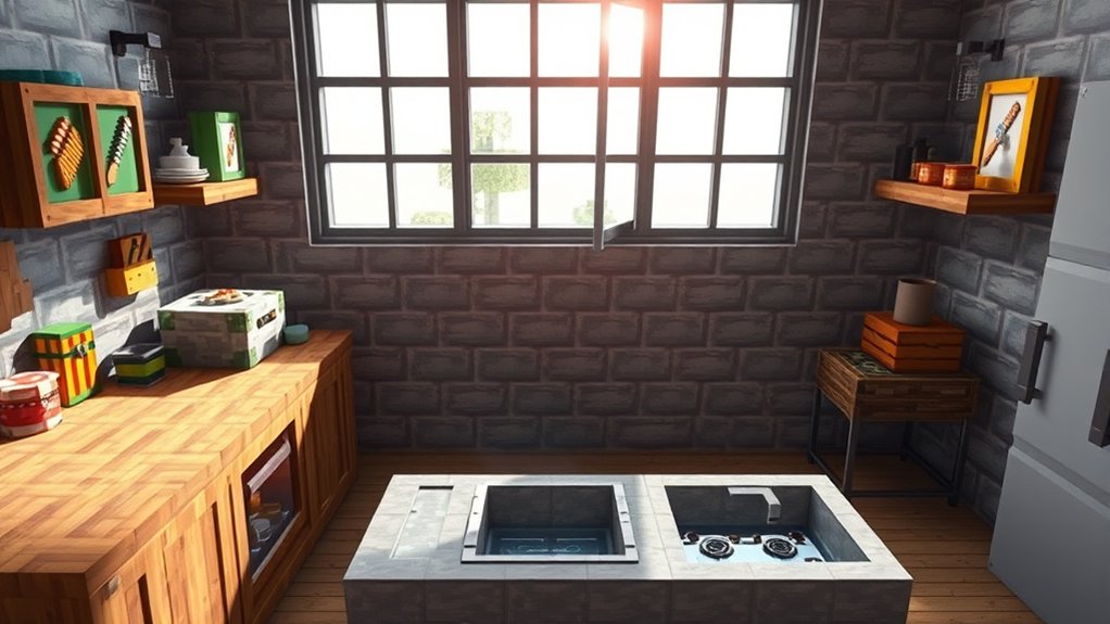 functional minecraft kitchen setup