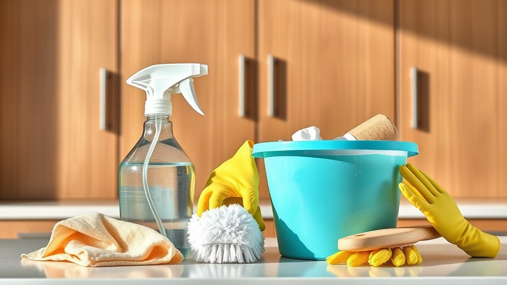 gather cleaning supplies and tools