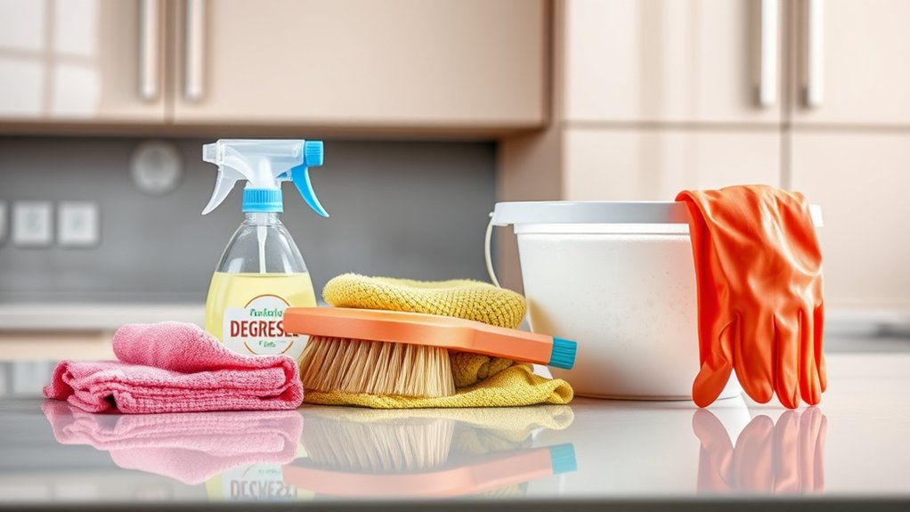 gather cleaning supplies and tools