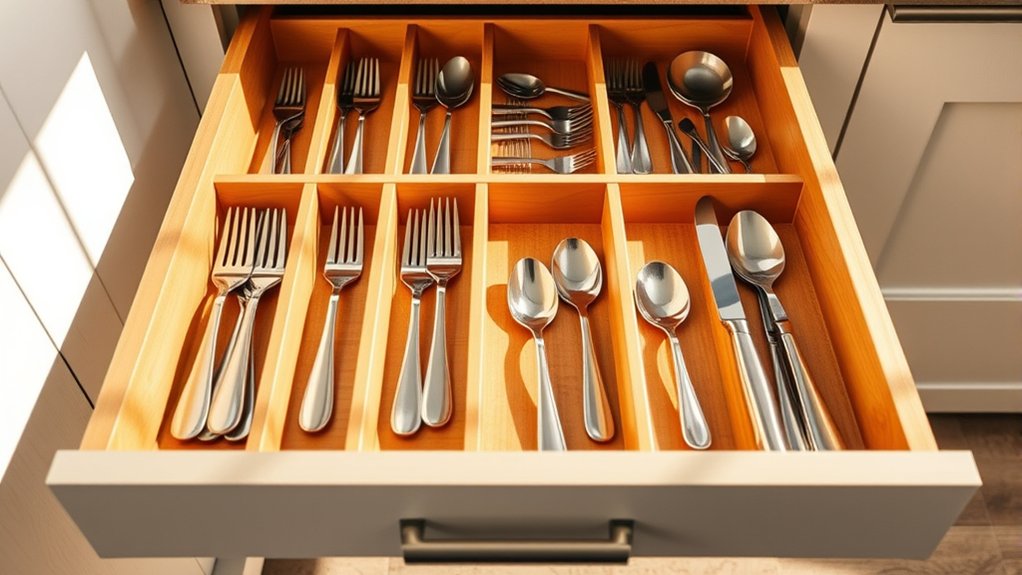 organize utensils with dividers