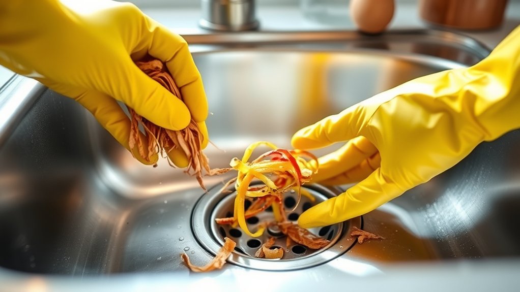 remove visible sink debris