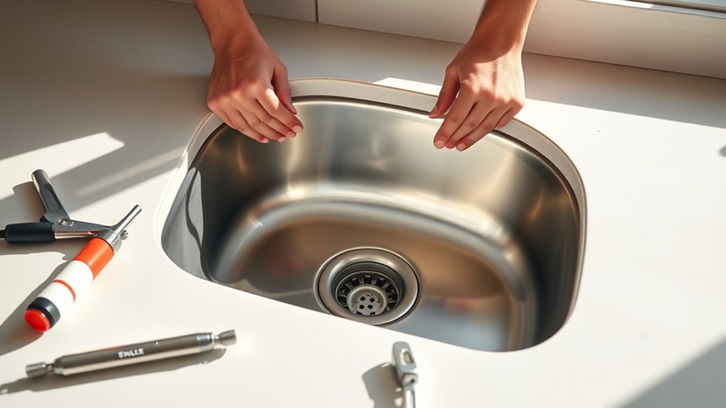 securely install kitchen sink