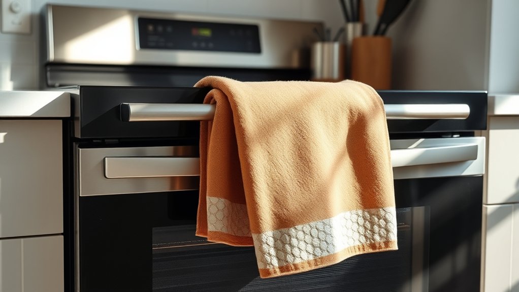 towel on oven handle