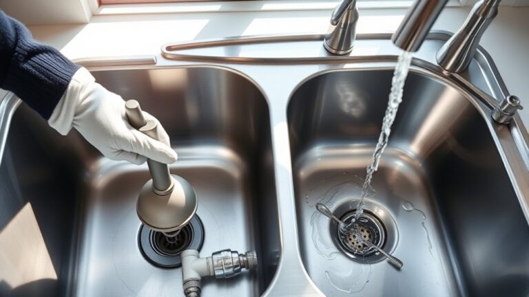 unclog double sink easily