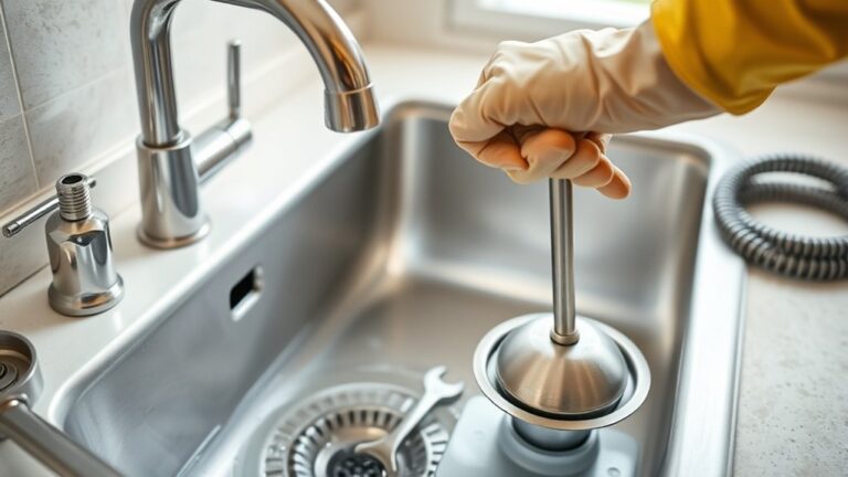 unclogging kitchen sink step